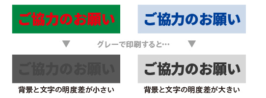 グレー印刷でコントラストのチェックができる